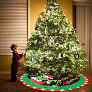 Jupe de sapin de Noël en tissu chaud et confortable, design rond pour couvrir la base du sapin de Noël, décoration festive pour la maison - Product Image 3