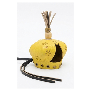 Custom Designs Yellow Leather Falconry Hood With Embossed Design And Tassel Top Hunting Equipment For Birds Prey Falconry Hood - Product Image 5