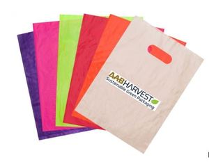 Prix d'usine Sacs à poignée découpée avec logo de conception personnalisée avec gravure Sacs à provisions HDPE recyclables pour supermarché - Product Image 1