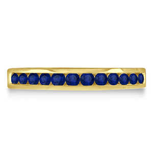 Anillo Apilable Delicado de Oro Amarillo de 14K con Zafiro Azul de 0.40ct, Joyería Fina Real para Promesas o Ocasiones Especiales - Product Image 3