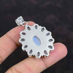 จี้พลอยสีรุ้งประดับ925เงินสเตอร์ลิงชุบทองเครื่องประดับดีไซน์เนอร์พลอยธรรมชาติของขวัญคริสต์มาสสำหรับผู้หญิง - Product Image 6