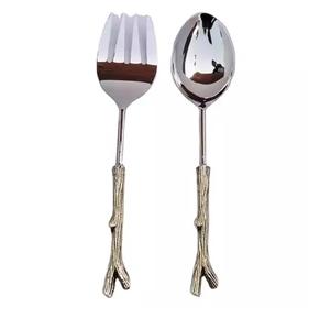 Servidor de Ensalada de Metal Chapado en Oro con Mango de Resina, Juego de Cubiertos de Metal, Nuevo Juego de Cubiertos de Metal, Servidor de Ensalada de Última Generación a Precio de Alta Demanda - Product Image 3