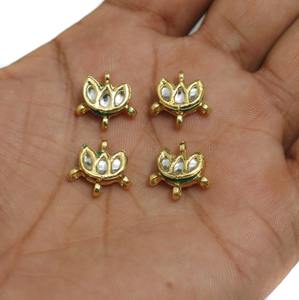 Connecteurs dorés élégants de Kundan assortis bijoux faisant des composants faits matériel durable d'alliage Beadsnsfashion JKK-195 15x15mm - Product Image 2