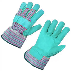 Guantes de seguridad industrial resistentes de calidad superior Guantes de construcción de Palma de cuero de vaca en la espalda de algodón - Product Image 3