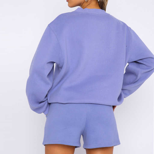 Conjunto informal de ropa personalizada para mujer, conjunto de pantalones cortos y Sudadera con capucha de invierno de felpa de gran tamaño - Product Image 5