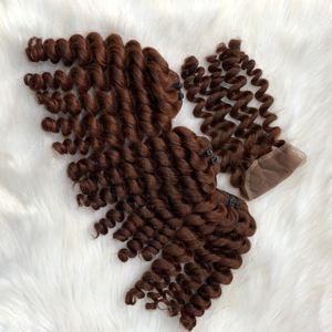 Vente en gros d'extensions de cheveux vierges vietnamiens de haute qualité, tissage brun bouclé profond, double trame 100g teint toutes les cuticules alignées - Product Image 4