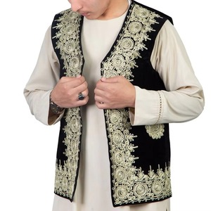 Latest Black <b>Velvet</b> with Embroidery Design Available in Multiple Colors Afghan <b>Men</b> Waist Coat Afghan Traditional <b>Velvet</b> Vest - Product Image 4