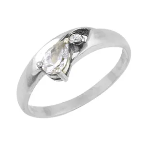 Anillo de Circonita Cúbica con Corte de Pera, Chapado en Rodio y Oro Rodio, para Mujer - Opción de Regalo - Product Image 2