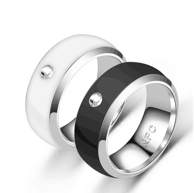 Digital Stainless Steel Male And Female Couple Rings For Android iPhone Mobile Phones New Technology NFC Smart Finger ring