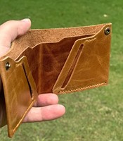 Portefeuille court en cuir de vachette fait main pour homme de la marque Anwar, style tendance, fermeture ouverte, fonction antivol, grande capacité, personnalisable