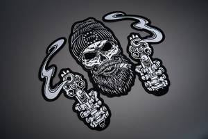 แผ่นปะรูปหัวกะโหลกปักสำหรับ BIP-0043ขี่มอเตอร์ไซค์แผ่นผ้า PU ปักลายขนาดใหญ่โรงงาน - Product Image 6