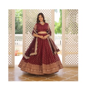 Dyable Viscose Jacquard lehenga Choli avec broderie Séquence Travail Pakistanais Lehenga Choli au prix de gros - Product Image 1