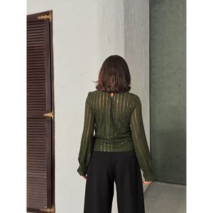 Blusa al por mayor Topshow caqui con purpurina y efecto barba - [object Object] - Product Image 5