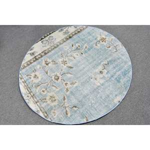 Classic Vintage Turkish Rug 3.5 X 3.6ft Blue Brown Patchwork Wool <b>Carpet</b> Big Rectangle Living <b>Room</b> <b>Carpet</b> Latex for Hallway Use - Product Image 2