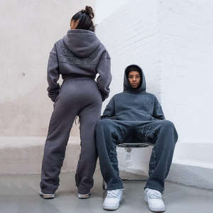 Survêtements personnalisés pour l'hiver avec broderie pour hommes et femmes Survêtement tricoté lourd de créateur 400gsm - Product Image 5