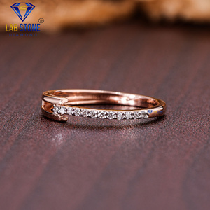 0.168 TDW banda de diamantes redondos anillo de compromiso de oro rosa de 18 quilates Cvd/Joyería de diamantes Hpht - Product Image 2