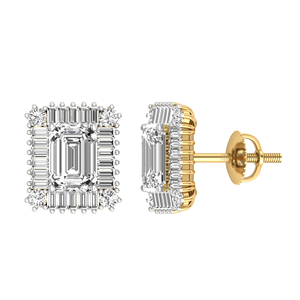 IGI certificado 9K oro blanco sólido 3,08 quilates Lab Grown VS1 Baguette corte clásico Stud pendientes mujeres elegante exportador indio - Product Image 1