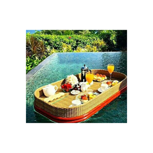 Bandeja flotante de ratán para piscina de desayuno de hotel de vacaciones de diferentes formas personalizadas de alta calidad/bandeja flotante de plástico Ratán - Product Image 1