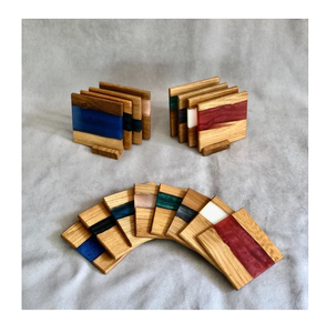 ถาดรองแก้วไม้ทำจากเรซินอีพ็อกซี่ถาดรองแก้วไม้และเรซินดีไซน์ใหม่โลโก้ตามสั่ง - Product Image 1