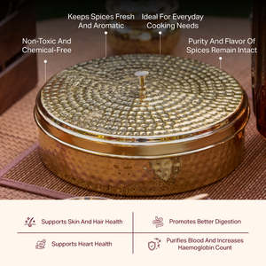 Pot à épices artisanal en laiton avec couvercle martelé, stockage hermétique pour la cuisine, design chinois traditionnel - Product Image 3