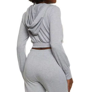 2025 Op Maat Gemaakte Logo Dames 2-delige Massief 100% Katoen Fitness Zweettrainingspakken Lente Jogging Sportpak - Product Image 4