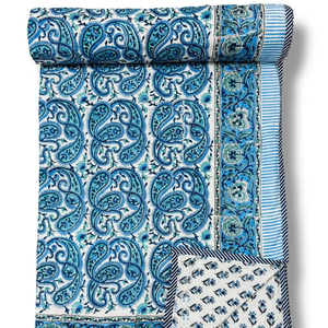 Lujo indio Jaipur mano bloque impreso Kantha algodón edredón Paisley patrón Reversible cama cubierta suave edredón algodón hoteles - Product Image 1
