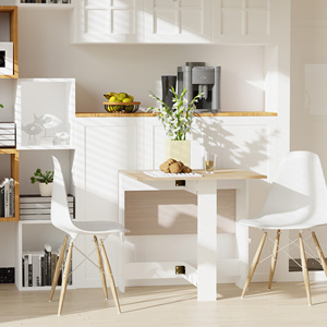 HOMCOM Mesa de Comedor Extensible, Mesa Plegable de Madera 103 × 76 × 73,5 cm Roble Blanco - Product Image 2