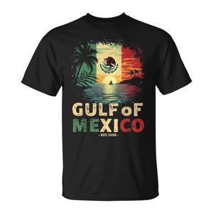 T-Shirt Vintage con Bandiera Messicana e Scritta 'Golf of Mexico Est 1550', Abbigliamento Promozionale Retrò - Product Image 1