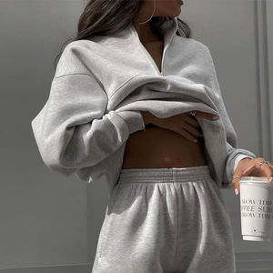 2024 ผู้หญิงวอร์มกรดล้างโพลีเอสเตอร์คุณภาพสูงOversize Hoodieและกางเกงผู้ผลิตCUSTOMวอร์มสําหรับผู้หญิง - Product Image 4