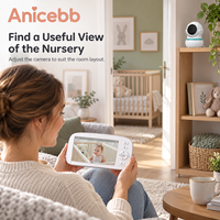 Anicebb Pan Tilt Video Bebek Monitörü 5 İnç LCD 1280x720 Kamera Uzaktan Görünüm Ayarı Çift Yönlü Ses FHSS Kreş için
