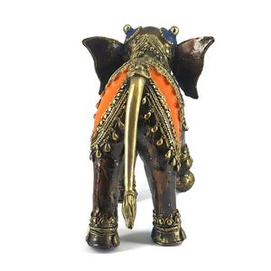 Figura de Elefante Jugando al Fútbol de Latón Macizo de 8.5 Pulgadas, Escultura de Bronce Tallada para Decoración del Hogar, Cultura Tribal - Product Image 4