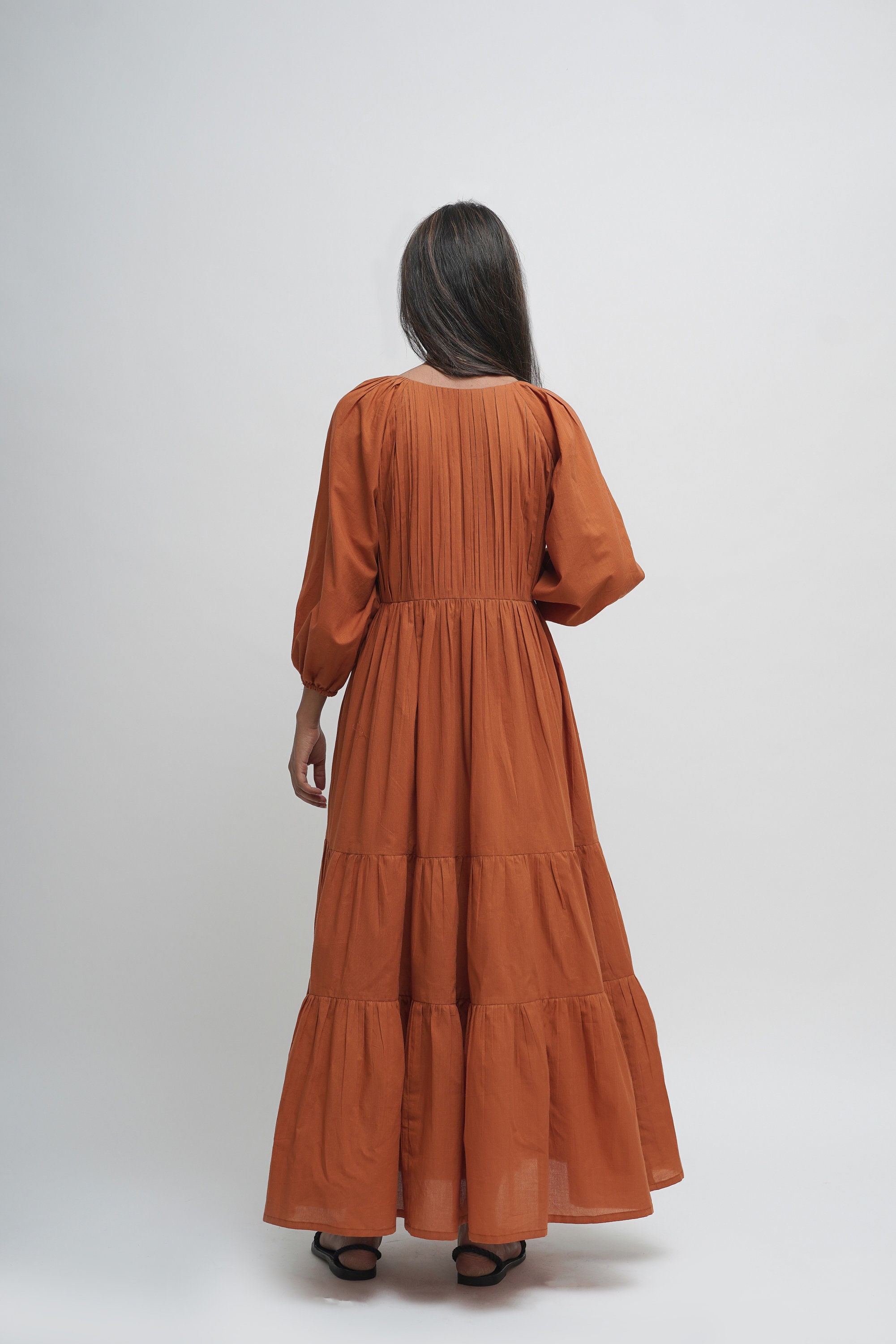 Organic Cotton Maxi Dress Tan Orange Tiered and Layered Dress, Boho Tunic  with Pockets Comfortable Loose Fit Custom Sizing| Alibaba.com