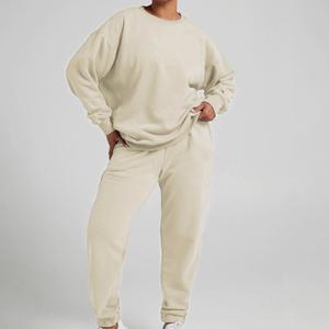 Conjunto de chándal Jogger de moda para mujer Otoño Invierno Sudadera con capucha y pantalones de lana gruesa Ropa deportiva cálida con servicio de etiqueta privada - Product Image 5