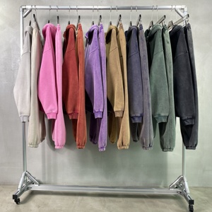 Nouvelle arrivée, sweat-shirt unisexe en coton 100% avec logo personnalisé, poids lourd 450 g/m², coupe-vent, fermeture éclair, délavé à l'acide, décoloré par le soleil, DDP - Product Image 2