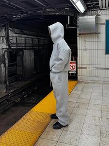 Chándal deportivo de gran tamaño con logotipo personalizado para hombre, ropa de calle de invierno, Sudadera con capucha y cremallera, conjunto de pantalones deportivos en blanco del fabricante - Product Image 5