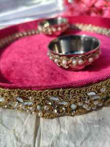 Juego de Thali de Acero y Terciopelo Decorativo para el Hogar, Festival Indio, Artículos de Pooja, Bodas e Ideal para Regalos de Recuerdo - Product Image 3