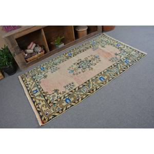 Classique Beige Bleu Vintage Tapis Turc 3.3 X 6.3ft À La Main Patchwork Conception Laine Bambou Soie Matériel Latex Support pour Vivre - Product Image 2
