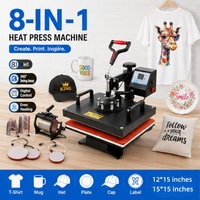 Presse à Chaud Multifonction 8-en-1 Direct Usine 29x38cm 38x38cm pour Sublimation T-shirts, Mugs, Casquettes