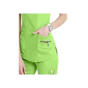 Uniformes hospitaliers pour femmes de haute qualité costumes pour médecins ensembles d'uniformes de gommage en matériau respirant, col montant, manches courtes - Product Image 4