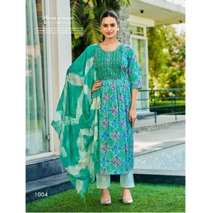 Último vestido casual y de festival con estampado cápsula Kurtis y Pallu hecho de rayón por exportación - Product Image 1