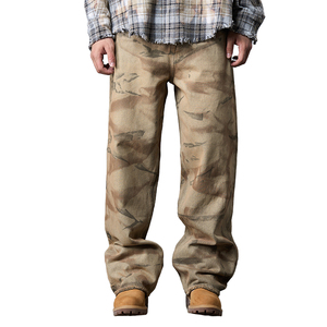 Men's Loose Straight Fit Jeans 100% Cotton 14 Denim Casual Winter Style Jeans Pant Acid Wash Full Garment <b>Spray</b> Jeans - Product Image 6