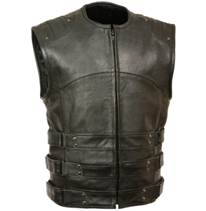 Chalecos de moto de cuero clásico para hombre Chalecos de motorista de cuero de buena calidad Chaleco de cuero de excelente calidad hecho en Pakistán - Product Image 1