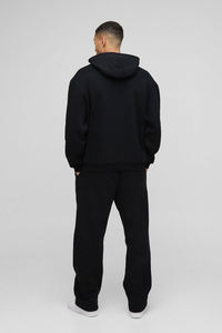 ชุดวอร์มเทรนด์ฤดูหนาว ผ้าฝ้าย 100% ล้างสีแบบแอซิด กางเกงทรงบาน เสื้อฮู้ดดี้พิมพ์ลายพัฟโลโก้ สำหรับผู้ชาย - Product Image 5