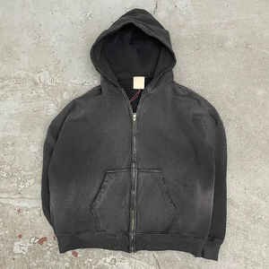 เสื้อฮู้ดกันหนาวแบบมีซิปมีฮู้ดกระเป๋าผ้าฟลีซสองชั้นวินเทจ - Product Image 6