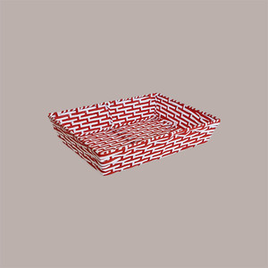 Cesta de regalo de Navidad rectangular mediana blanca y roja con núcleo de metal y revestimiento de papel 360x260x75mm - Product Image 3