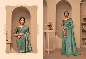 Baellerry — sarerie en soie douce, avec tissage avec palette lourde et bordure tissée avec la même pièce, Blouse pour mariage et vêtements spéciaux - Product Image 6