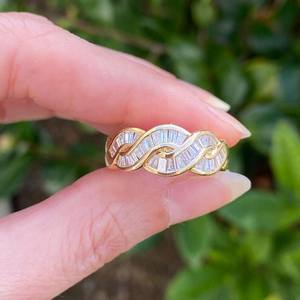 Twisted Infinity Crossover 18K oro sólido anillo fino Baguette corte laboratorio cultivado diamante propuesta anillo regalo de boda para joyería de fiesta - Product Image 1