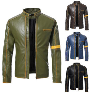 Veste en cuir pour hommes avec logo personnalisé de haute qualité avec broderie décoration vêtements de mode - Product Image 2