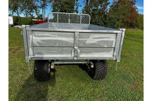 Galvanized Steel Farm <b>Trailer</b> with Diamond Mesh Sides and Dual Axle for <b>Tractor</b> Towing - Product Image 5