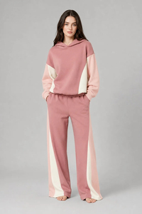 Conjunto Deportivo de Invierno para Mujer, 2 Piezas, Personalizable, Estilo Urbano, Color Sólido, 100% Algodón Felpa, Venta al Por Mayor - Product Image 5